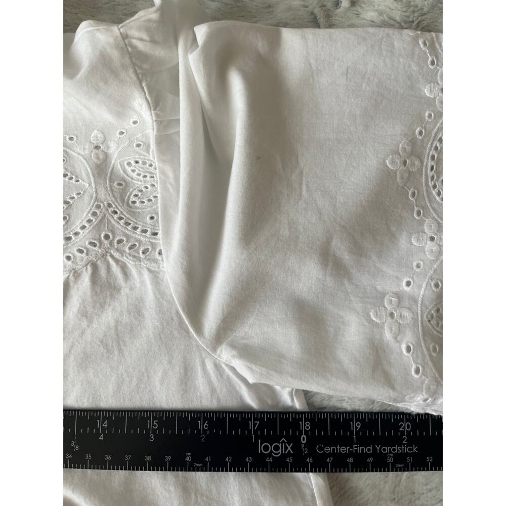 Madewell NWT Embroidered Pintuck High-Neck Top XXS White Eyelet Cotton Cottage - Picture 9 of 10